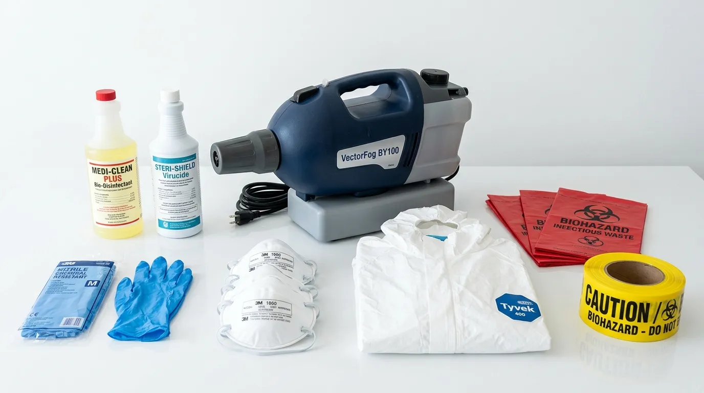 Professional biohazard remediation crew working in Logan Square